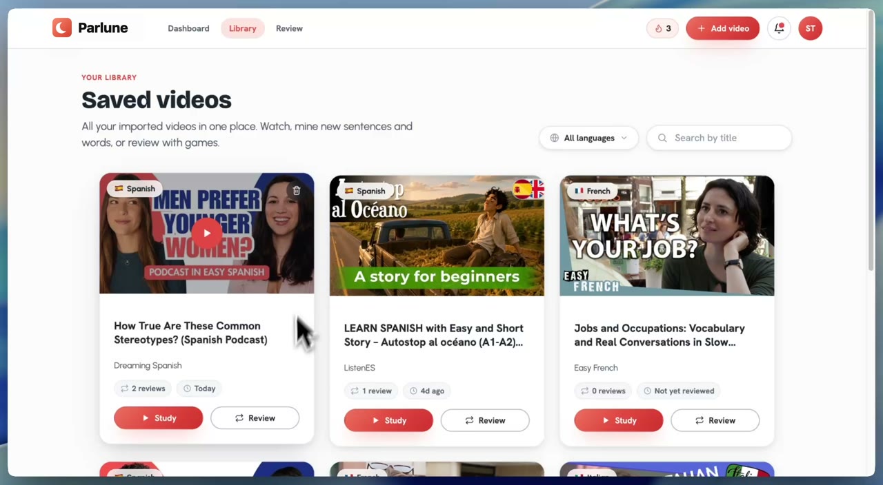 A listening review game — hear the native clip, then type the sentence you heard.